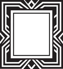 Chic Heritage Black Emblem with Art Deco Frame in Monochrome Symmetry Refined Sleek Vector Logo of Art Deco Frame