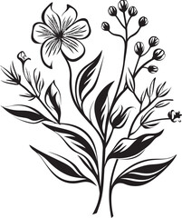 Petals in Noir Sleek Black Icon Showcasing Vector Floral Design Garden Serenity Chic Vector Logo with Black Botanical Florals