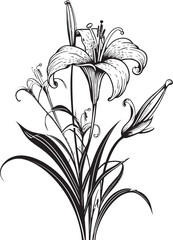 Blossoms in Harmony Monochromatic Vector Logo with Black Florals Sculpted Petals Elegant Black Icon Illustrating Botanical Design