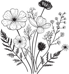 Floral Elegance Black Vector Logo Design with Botanical Blooms Sleek Petals Monochromatic Icon Showcasing Botanical Floral Design