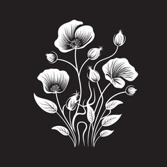 Natures Symphony Sleek Vector Logo Design with Black Florals Botanical Beauty Monochrome Emblem Featuring Elegant Floral Design