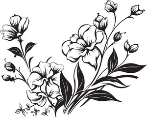 Petals in Noir Sleek Black Icon Showcasing Vector Floral Design Floral Harmony Black Vector Logo with Botanical Elegance