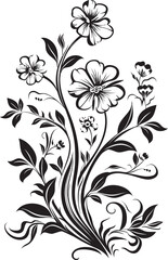 Botanical Beauty Monochrome Emblem, Elegant Floral Design Whispers of Nature Black Icon, Vector Logo of Botanical Blooms