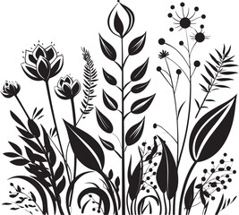 Botanical Beauty Monochrome Emblem, Elegant Floral Design Whispers of Nature Black Icon, Vector Logo of Botanical Blooms