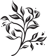 Symphony of Petals Chic Icon Featuring Black Botanical Design Botanical Noir Monochromatic Emblem with Vector Logo in Elegance