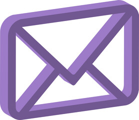 Email message box icon, purple tones 3d vector, message button, email