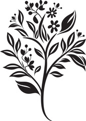 Botanical Noir Sleek Emblem with Timeless Black Vector Logo Design Floral Symphony Black Icon Showcasing Elegance in Botanical Elements