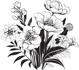 Serenity in Bloom Monochrome Emblem with Black Vector Logo Eternal Petals Chic Black Icon Showcasing Botanical Elegance