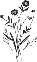 Botanical Noir Monochrome Vector Logo with Elegant Black Florals Floral Symphony Black Icon Showcasing Timeless Elegance in Botanicals