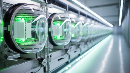 Rows of hightech incubators line the walls of a stateoftheart farming facility, where embryos are carefully monitored and cultured to produce superior livestock.