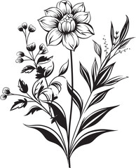 Natures Harmony Chic Vector Logo Design with Black Floral Elements Botanical Beauty Monochrome Emblem Illustrating Black Floral Design
