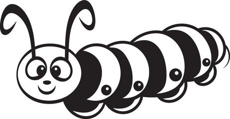 Metamorphosis Magic Chic Vector Logo for Caterpillar Transformation Silk Trail Elegance Sleek Black Icon Illustrating Caterpillar Evolution