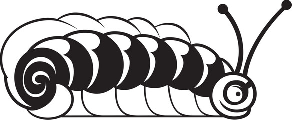 Natures Progression Elegant Monochrome Emblem for Caterpillar Icon Creeping Chic Sleek Vector Logo Design for Stylish Caterpillar