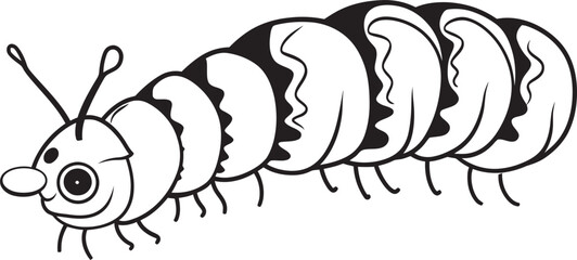 Metamorphosis Magic Chic Vector Logo for Caterpillar Transformation Silk Trail Elegance Sleek Black Icon Illustrating Caterpillar Evolution