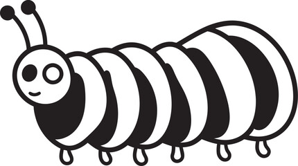 Creeping Chic Sleek Vector Logo Design for Stylish Caterpillar Caterpillar Couture Monochrome Icon in Natures Evolution