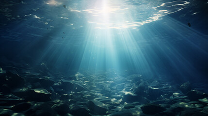 light rays in underwater scene. 3d rendering illustration