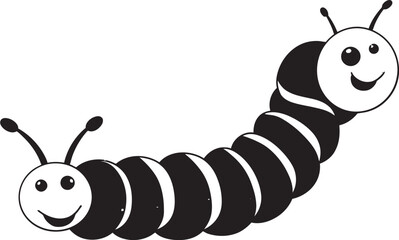 Silk Trail Elegance Sleek Black Icon Illustrating Caterpillar Evolution Natures Progression Elegant Monochrome Emblem for Caterpillar Icon