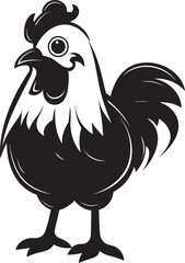 Plucky Patterns Black Vector Logo Showcasing Chicken Sophistication Eggcellent Design Elegant Monochrome Emblem for Chicken Lovers