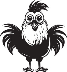 Fluffy Feathers Sleek Monochromatic Emblem Illustrating Chicken Beauty Pecking Order Elegance Chic Black Icon with Vector Chicken Design