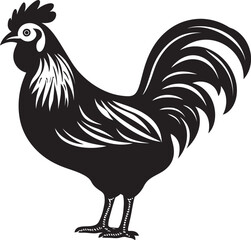 Cluck and Chic Sleek Black Vector Logo Design for Chicken Bliss Farmyard Fantasy Chic Vector Logo Showcasing Chicken Sophistication