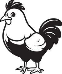 Wings of Whimsy Elegant Black Icon with Vector Chicken Design Clucking Charm Monochrome Chicken Icon in Sleek Design