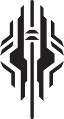 Neural Net Elegance Monochrome Vector Logo for Cybernetic Bliss Code Symphony Sleek Black Emblem Illustrating Cybernetic Harmony