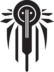 Digital Dynamics Sleek Black Icon Featuring Cybernetic Vector Logo Technological Transcendence Chic Abstract Cybernetic Emblem in Black