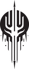 Binary Harmony Elegant Cybernetic Symbol in Monochrome Design Futuristic Fusion Monochrome Vector Logo for Black Cybernetic Bliss
