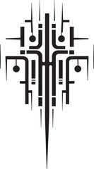 Binary Brilliance Monochrome Abstract Symbol for Cybernetic Sophistication Robotic Rhythms Sleek Vector Logo Featuring Cybernetic Harmony