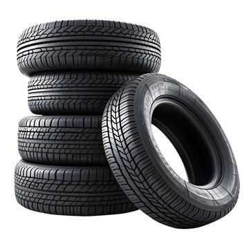 Tire Stack Arrangement Isolated on Transparent Background