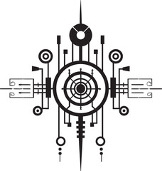 Fototapeta na wymiar Pixelated Progress Abstract Vector Logo Design for Cybernetic Icon Binary Brilliance Sleek Cybernetic Symbol in Black Monochrome