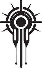 Obraz premium Neural Net Elegance Monochrome Abstract Logo for Cybernetic Harmony Code Symphony Sleek Black Vector Emblem Showcasing Cybernetic Evolution