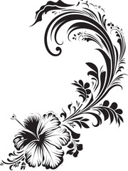 Floral Flourish Sleek Black Logo Design with Decorative Corner Vector Elegance in Bloom Monochrome Emblem Featuring Decorative Floral Corners