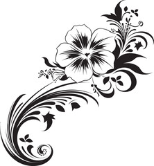 Eternal Blooms Sleek Black Icon with Vector Floral Corners Bountiful Beauty Chic Decorative Corner Logo in Monochrome