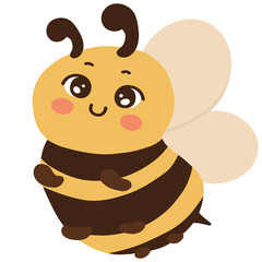 Cute Bee. Chubby bees character cartoon.