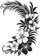 Floral Fantasy Sleek Black Icon with Decorative Corners Chic Vines Elegant Vector Logo Design with Decorative Corners