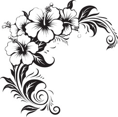 Petals in Panache Sleek Black Logo with Decorative Corners Eternal Elegance Chic Vector Emblem Highlighting Decorative Corners