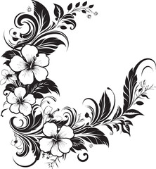 Floral Radiance Chic Vector Emblem Highlighting Decorative Corners Petals of Prestige Elegant Black Icon with Decorative Floral Corners