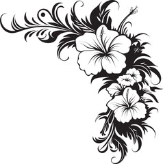 Enchanting Entwines Chic Emblem with Decorative Floral Design Botanic Bounty Elegant Black Logo Design with Decorative Corners