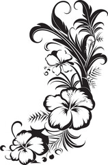 Enchanting Entwines Chic Vector Logo with Decorative Corners Floral Harmony Elegant Black Icon with Decorative Floral Corners