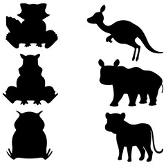 silhouettes of animals vector