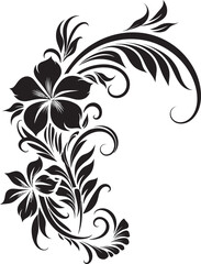 Botanic Borders Chic Vector Logo Design with Decorative Corners Intricate Inlays Monochrome Emblem Highlighting Decorative Floral Corners