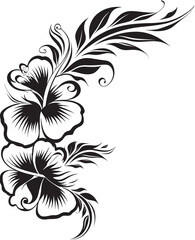 Fototapeta na wymiar Whimsical Whorls Sleek Icon Highlighting Decorative Corners in Black Enchanting Entwines Chic Vector Emblem with Decorative Floral Corners