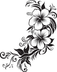 Blossom Elegance Elegant Black Logo Design with Decorative Corners Botanic Bliss Monochrome Emblem Featuring Decorative Floral Corners