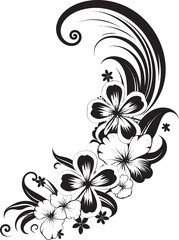 Whimsical Blooms Elegant Black Emblem with Decorative Corners Eternal Elegance Monochrome Floral Corner Logo in Black