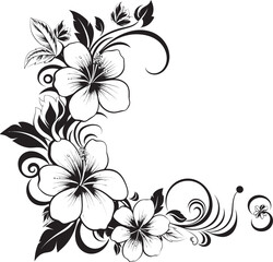 Blossom Beauty Chic Vector Logo Featuring Decorative Floral Design Natures Nectar Sleek Black Logo with Decorative Corners