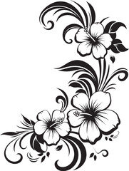 Enchanting Entwines Sleek Vector Emblem Featuring Decorative Floral Design Floral Fantasy Chic Black Logo Design with Decorative Corners