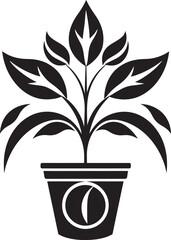 Botanical Bliss Monochrome Plant Pot Logo with Stylish Elegance Potted Prestige Elegant Black Icon Featuring Decorative Plant Pot