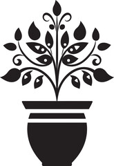 Potted Prestige Chic Black Icon Highlighting Elegance of Plant Pot Petal Panorama Sleek Emblem with Decorative Plant Pot in Black