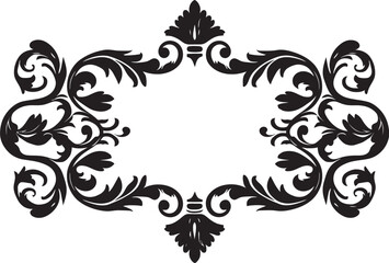 Elegance Engraved Black Icon Featuring Vintage European Border Antiquity in Abundance Stylish Emblem with Monochrome European Border